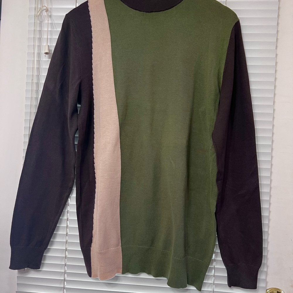Alfani Men's Olive, Brown and Beige Crewneck Sweater Size Small